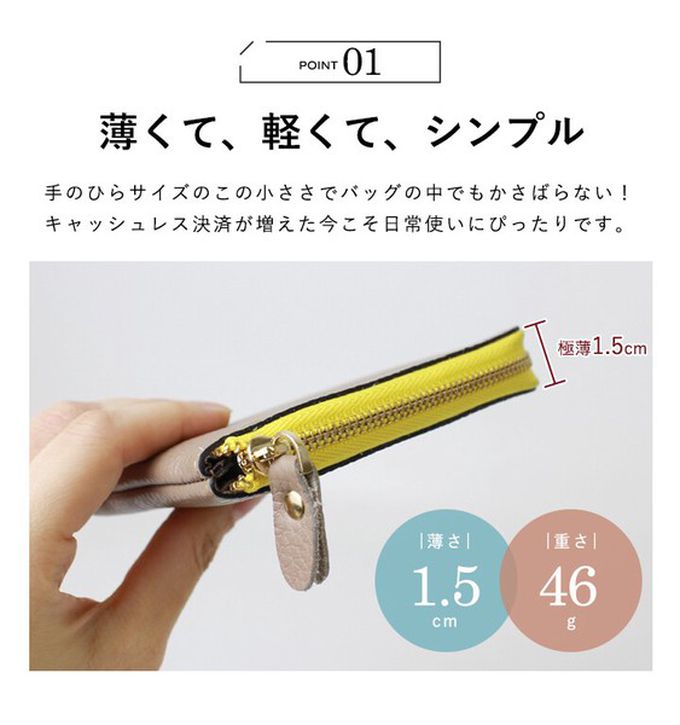 日本 LIZDAYS - 真皮迷你超輕巧拉鍊短夾-煙燻藍 (11x9.5x1.5cm)