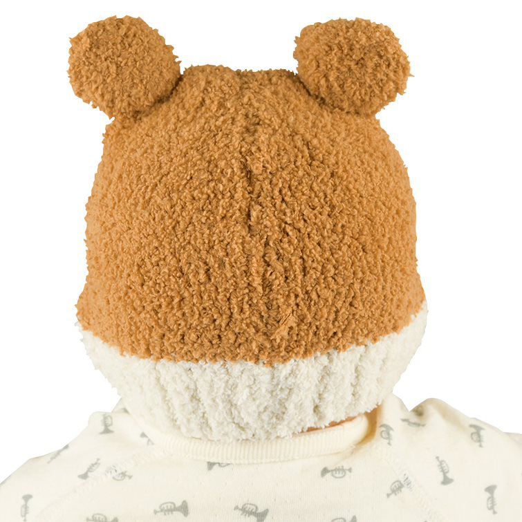 akachan honpo - 毛茸茸針織帽-柴犬-淺卡其色