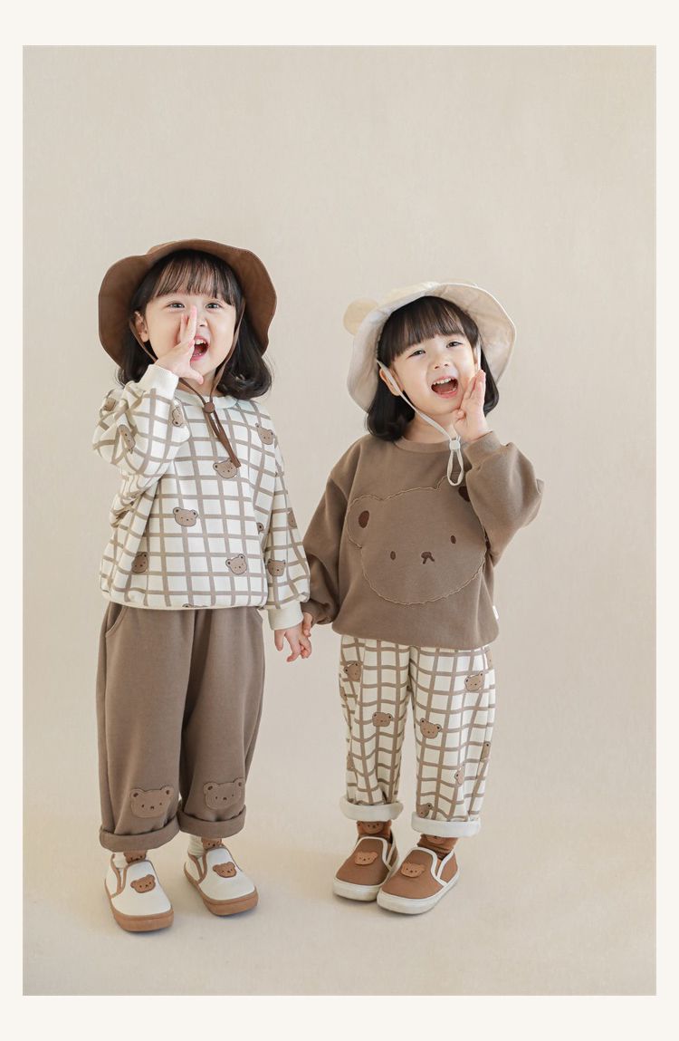 童趣造型吊帶長褲-熊熊小口袋-米白色