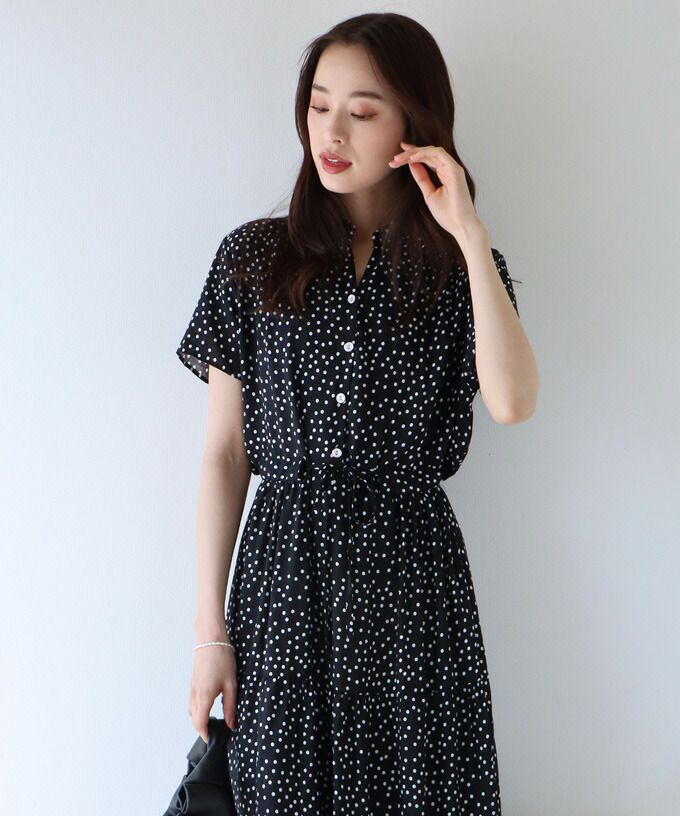 日本 BLUE EAST - 氣質小V領排釦短袖洋裝-素色-綠 (M(Free))