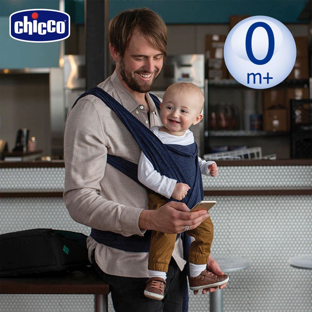 義大利 chicco - Boppy環抱式透氣嬰兒揹巾-牛仔藍