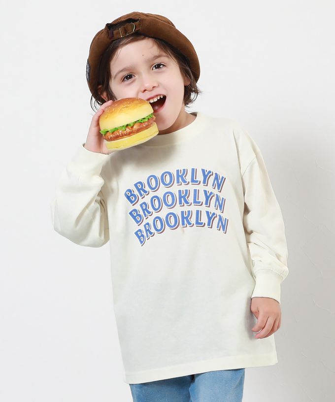 日本 devirock - 100%棉 定番印花長袖上衣-NEW YORK-寶藍