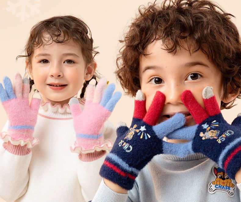 卡通暖暖絨毛手套-卡通人物汪汪隊-阿奇-淺藍色 (15×7cm)