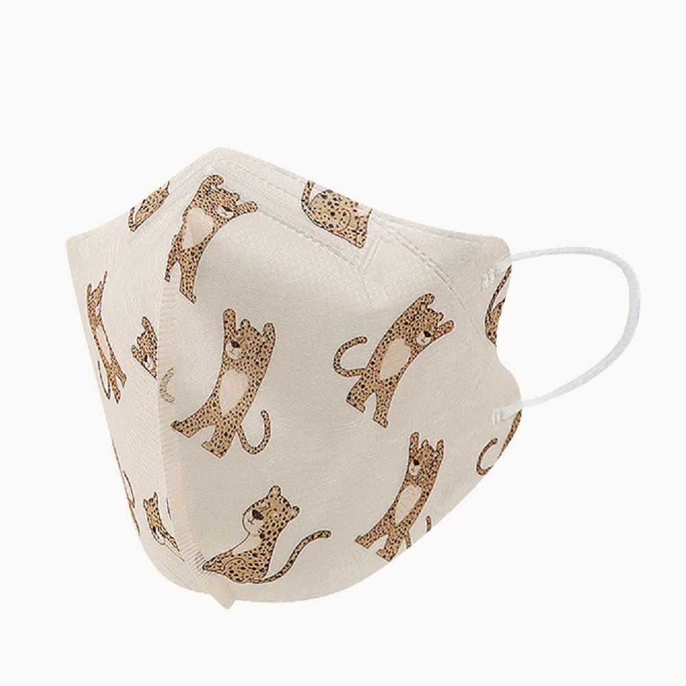 一心一罩 - 大童/小臉-兒童醫療級3D立體口罩/雙鋼印/台灣製-瑜珈獵豹 (建議8歲以上，或小臉適用)-10入/袋(未滅菌)
