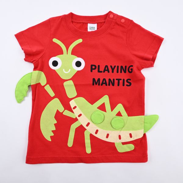 日本 Baby Room - 立體翻翻樂短袖上衣-開心螳螂-黃