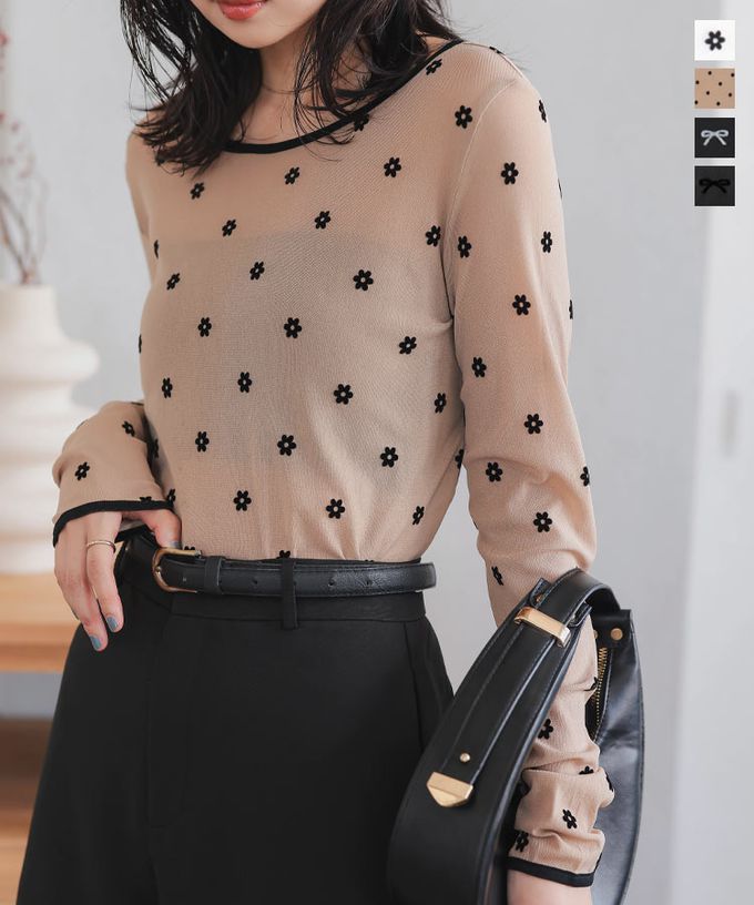 日本 Kobe Lettuce - 前後2way 植絨透膚長袖上衣-(可選圖案)-白