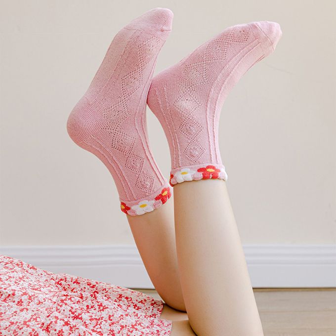 腳ㄚ子 - 幼/兒童棉質中筒襪 童襪 襪子 棉襪 兒童襪-粉色世界
