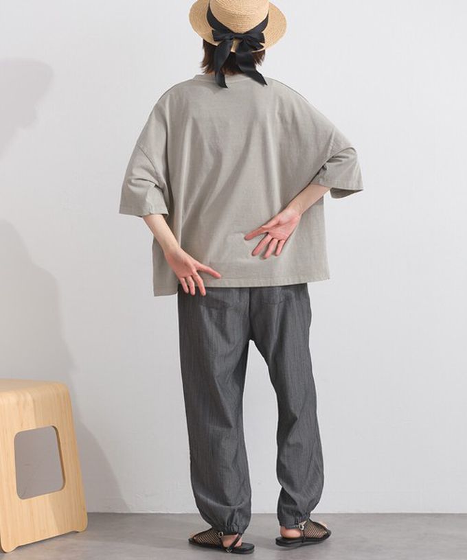 日本 Lupilien - 純棉復古刷色簡約落肩五分袖上衣-珊瑚橘