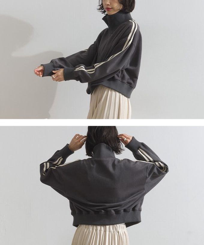 日本 ELENCARE DUE - 麂皮短絨休閒配色運動風夾克-粉紅