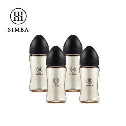 Simba 小獅王辛巴 - 蘊蜜鉑金PPSU寬口防脹氣奶瓶4支組(270ml)-新生適用-蒔黑