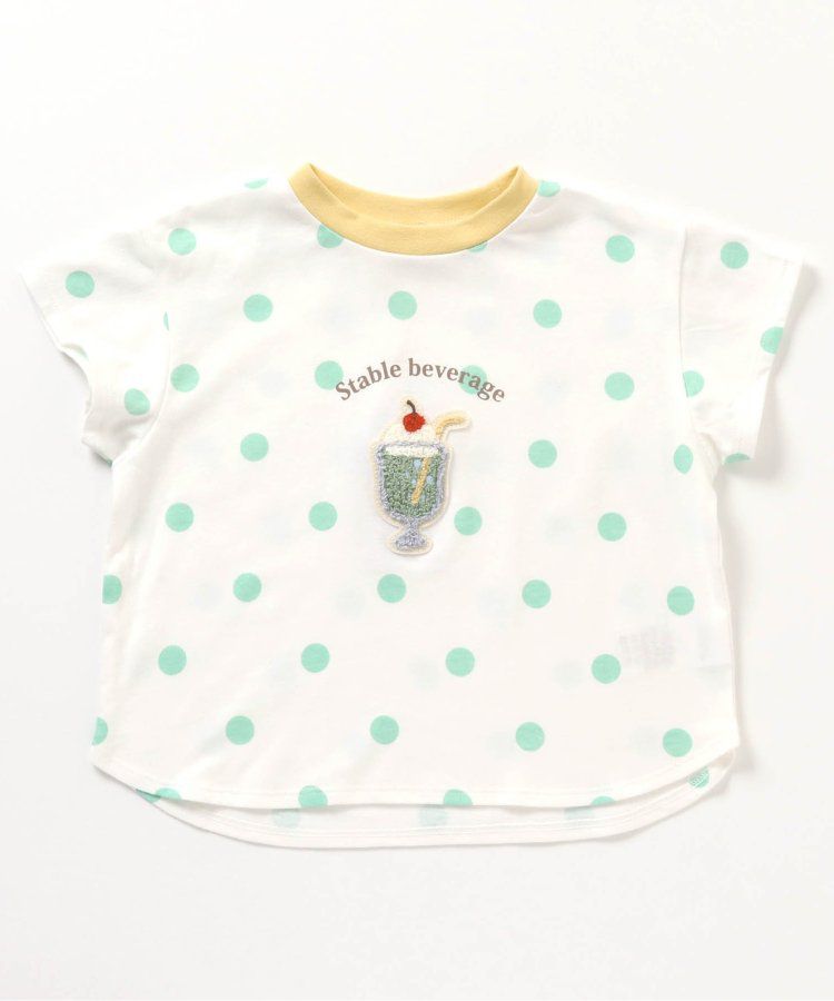 日本 apres les cours - 立體刺繡印花短袖上衣-冰棒-袖撞色