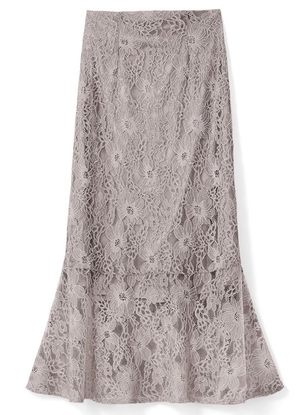 日本 GRL - 古典優雅蕾絲魚尾長裙-星塵粉