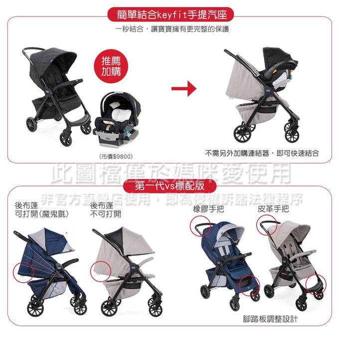 義大利 chicco - Kwik.One輕量休旅秒收車標配版+KeyFit手提汽座組-鋼鐵黑