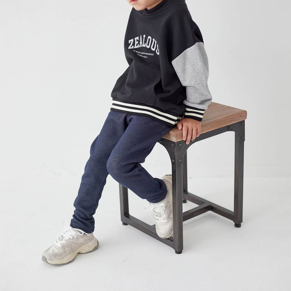 [包色推薦]毛絨內裏彈性長褲-海軍藍