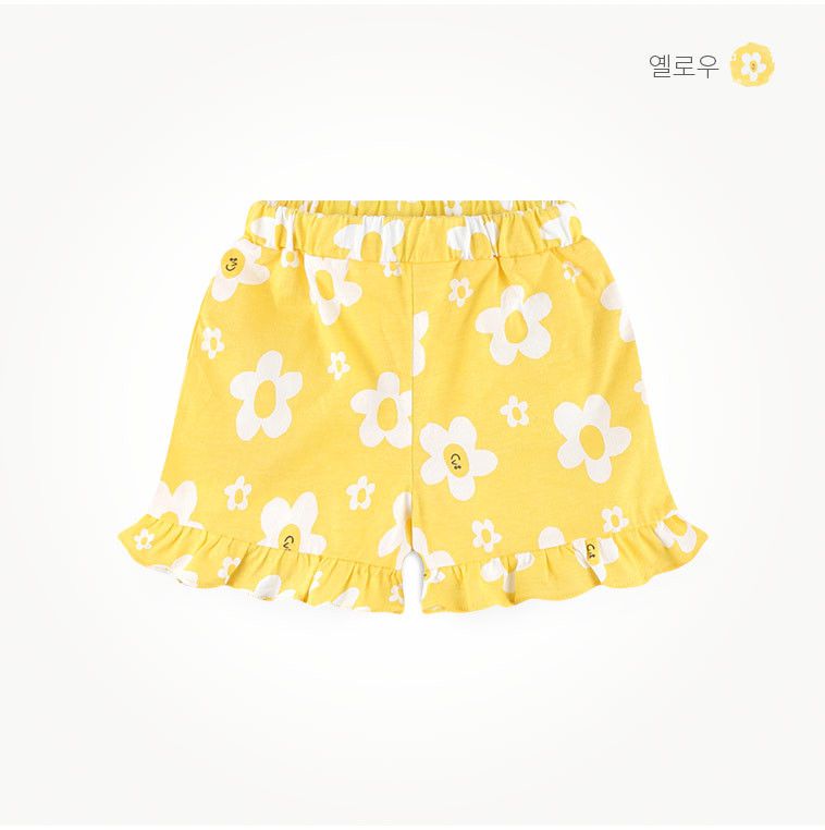 韓國 milk mile - 滿版花朵荷葉點綴套裝-黃X白花