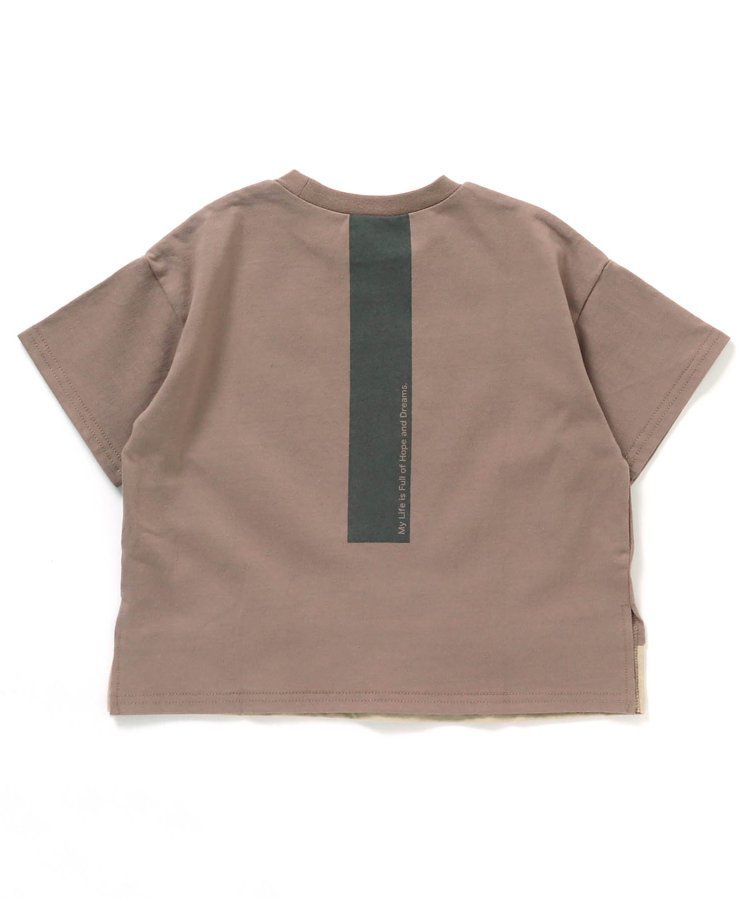 日本 BREEZE - 寬鬆版型背後設計短袖上衣-淺卡其