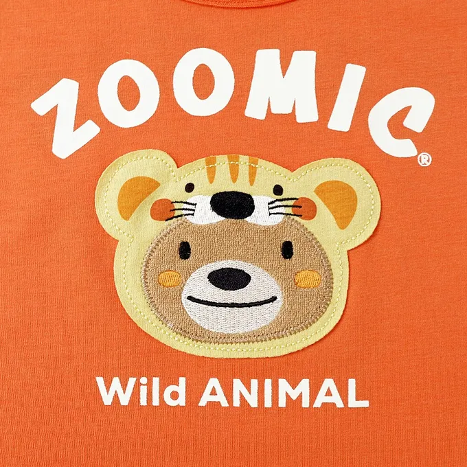 日本 ZOOLAND - 假面小熊層次感天竺棉短袖上衣-無尾熊-藍