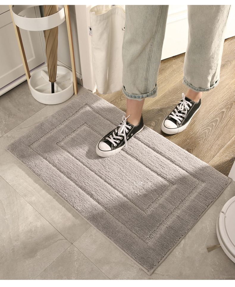 快速吸水植絨浴室腳踏墊-回型淺灰