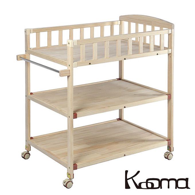 KOOMA - 嬰兒實木尿布台置物架-{附棉墊}-鯨魚