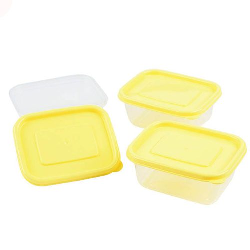 akachan honpo - 離乳食品保存容器-方形L號-黃色-3個入/150ml
