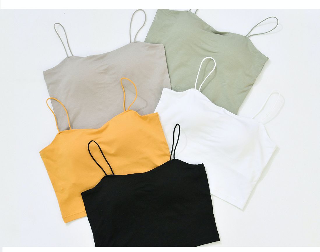 超細肩帶中短版BRA TOP/附罩杯上衣