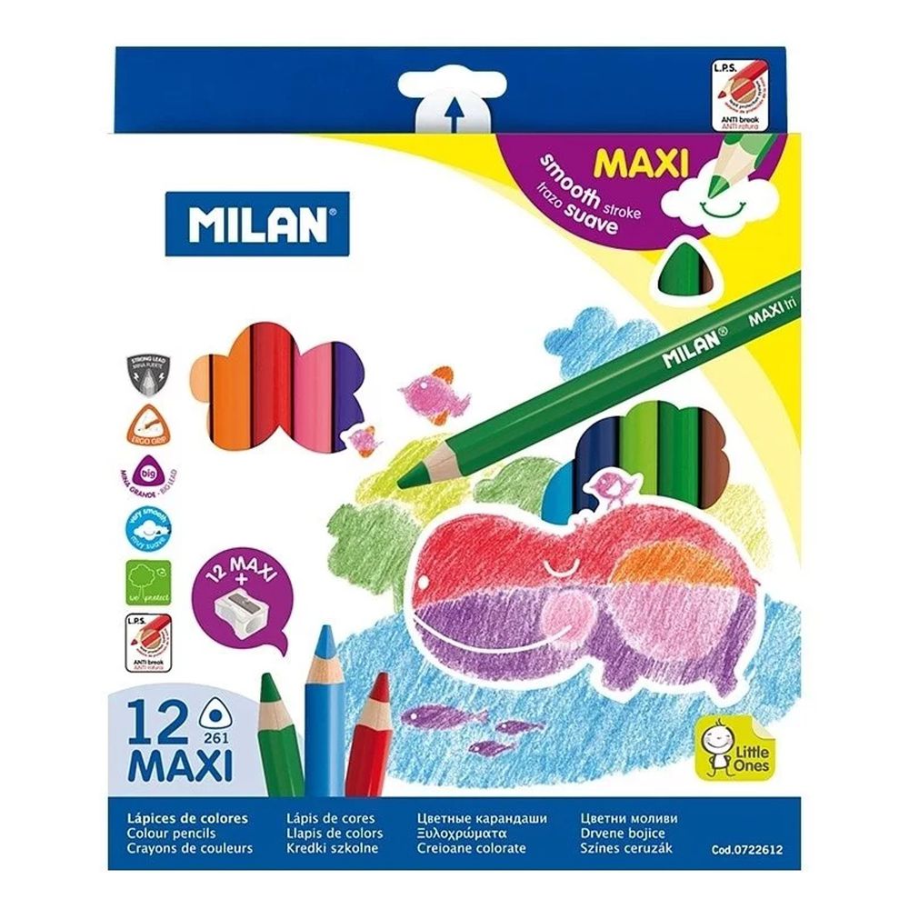 MILAN - 學齡前的第一盒色鉛筆_12色(附削筆器)