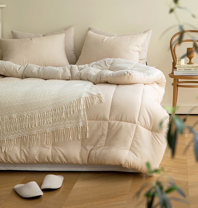 韓國 Maatila - 可水洗超細纖維桃皮感棉被(冬被)-布丁奶茶