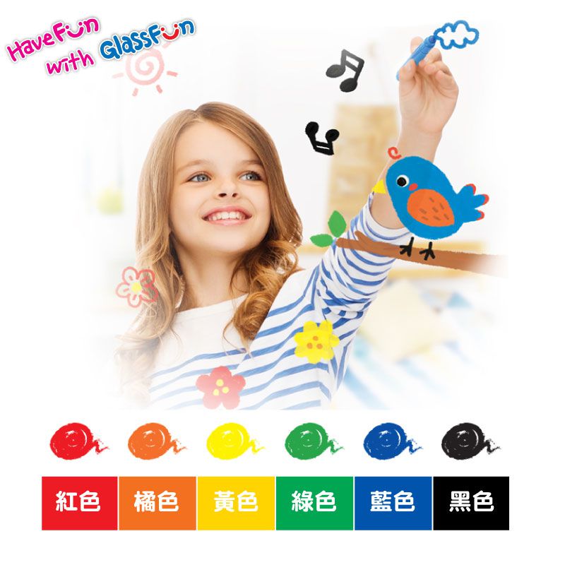 韓國 AMOS - 6色玻璃蠟筆