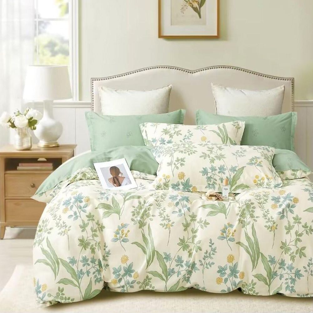 台灣製 極致純棉寢具組-仙草-加大三件式床包組