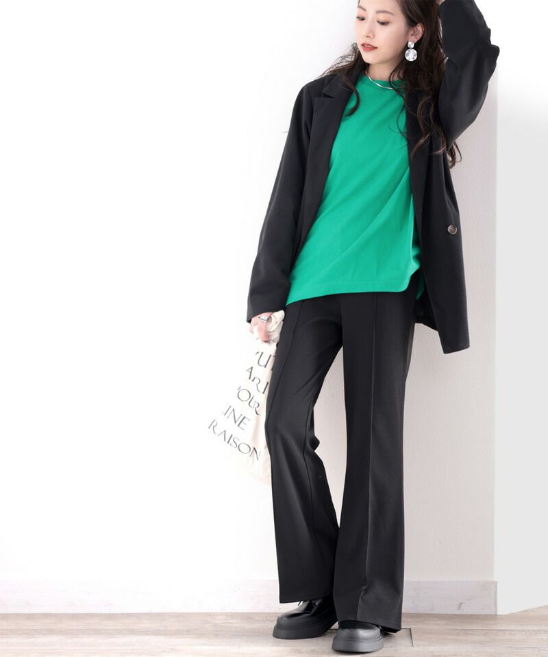 日本 Classical Elf - 絕對美腿打褶時尚微喇叭長褲-深可可