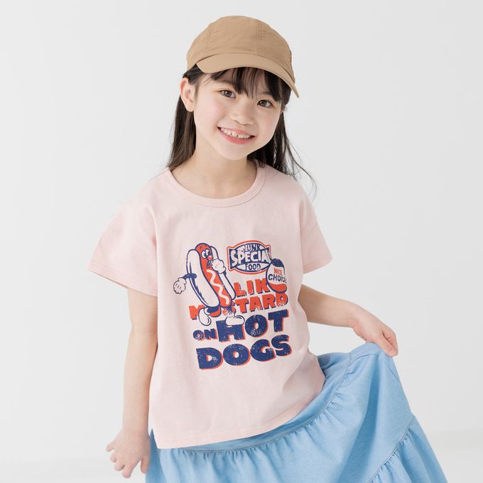 日本 Chil2 - 100%棉 定番印花短袖上衣-薯條好朋友-紫