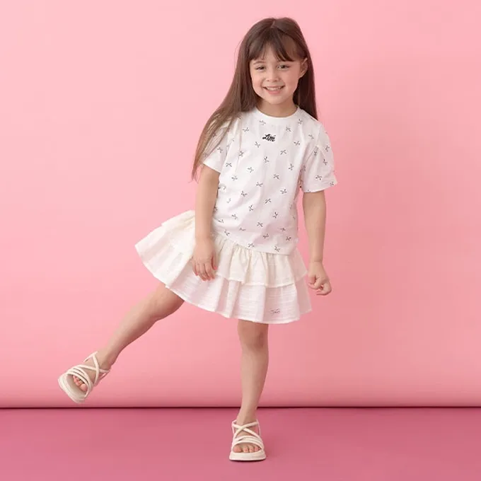 日本 Lycee mine - 純棉滿版印花打褶泡泡袖上衣-愛心-藍紫