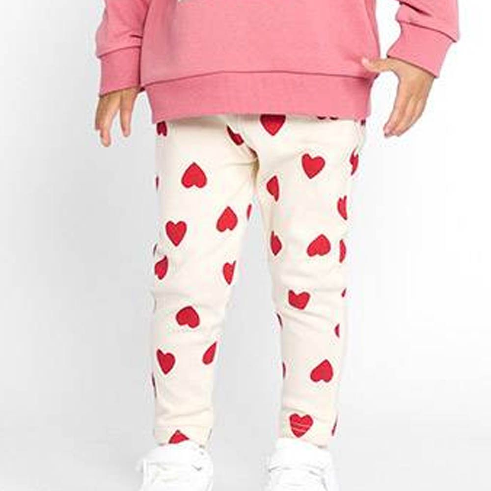 [推薦]超伸縮舒適彈力長褲-愛心-象牙白