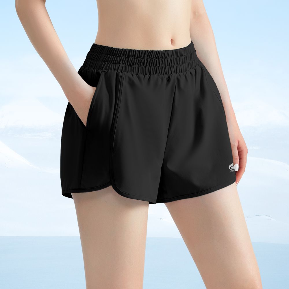 7A抑菌假兩件輕量口袋短褲-夜空黑