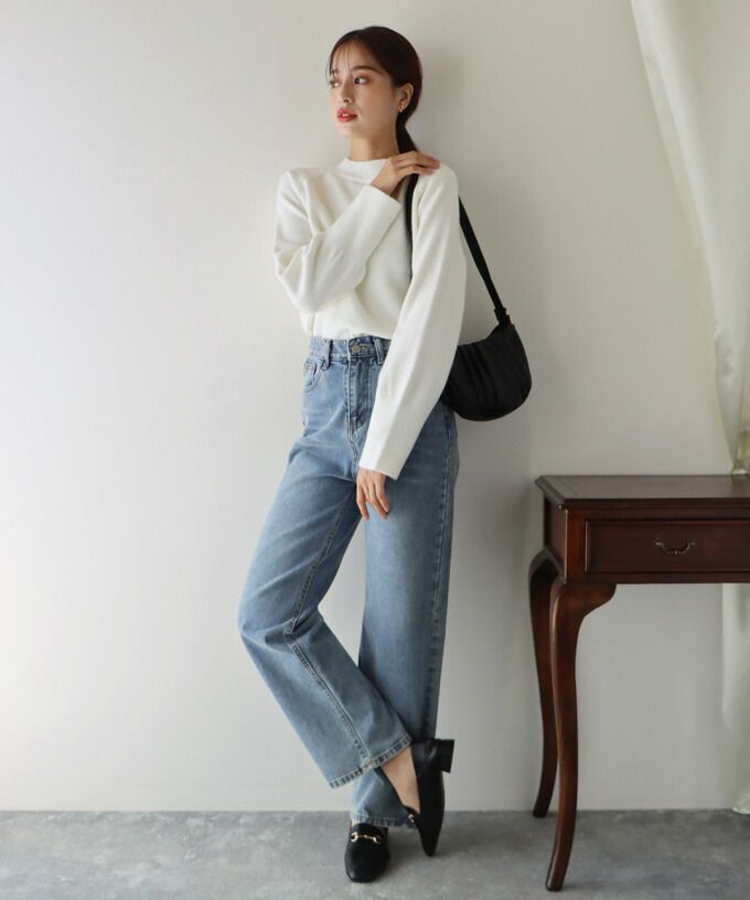 日本 BLUE EAST - 優雅立領針織上衣-草綠