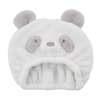 akachan honpo - 兒童動物造型乾髮帽-熊貓-灰色 (46~52cm)