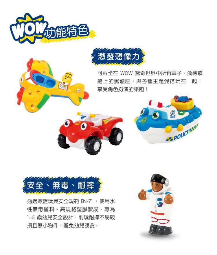 英國驚奇玩具 WOW Toys - 小人偶-太空人 雷尼