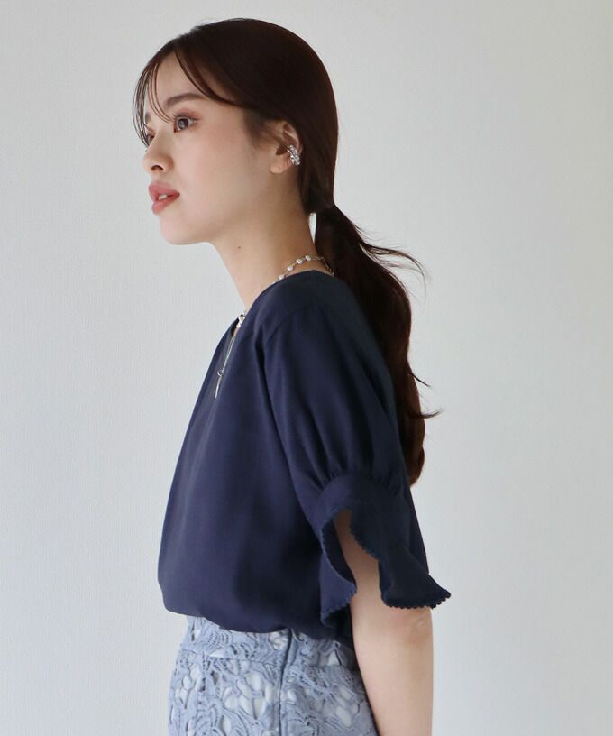 日本 BLUE EAST - 棉麻透氣涼爽短袖上衣-米杏