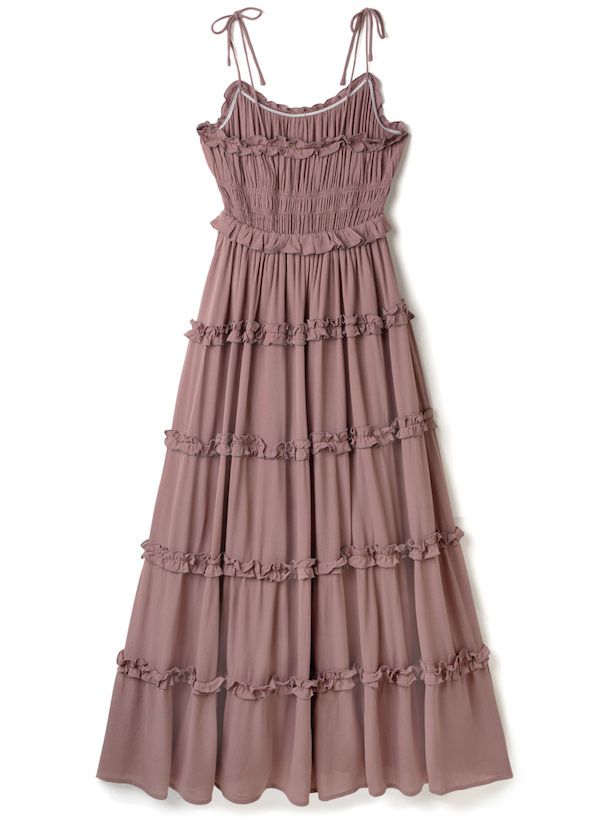 日本 GRL - 法式浪漫滾邊層次吊帶裙/洋裝-藍