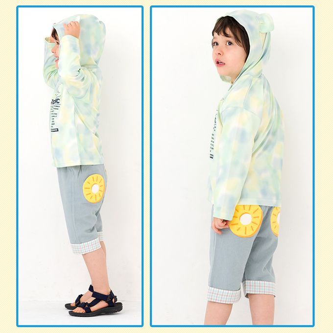 日本 ZOOLAND - 光滑觸感夏季風童趣印花短褲-草綠