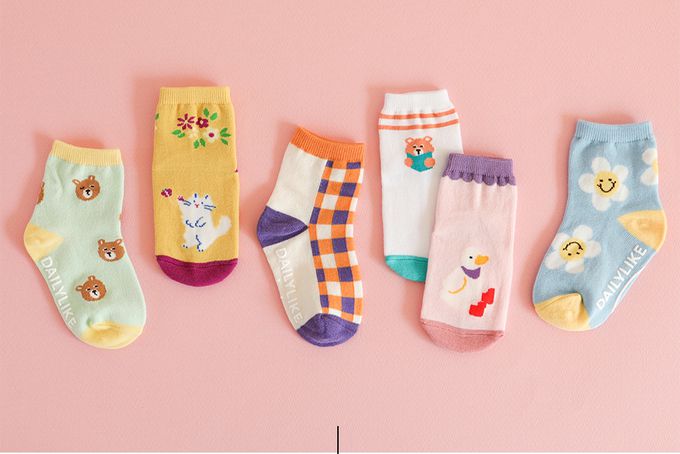 韓國 Daily Like - 兒童襪子/中筒襪6入組-10