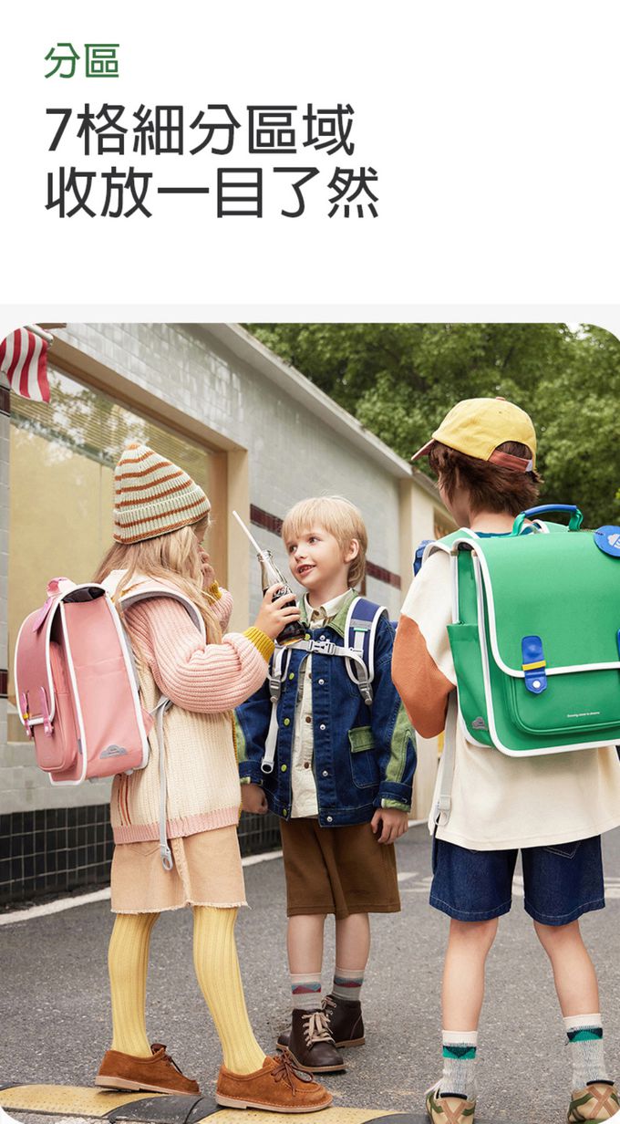 kocotree - 簡約掀蓋護脊書包-小碼-藍色