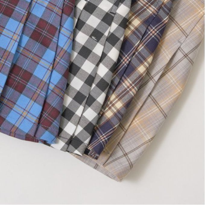 日本 Lycee mine - 英倫風氣質雙釦格紋短褲-米x靛