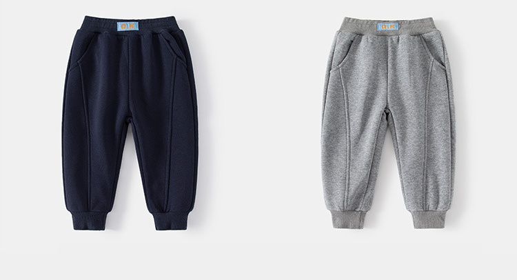 WELLKIDS - 加絨保暖束口長褲-OK小標籤-灰色