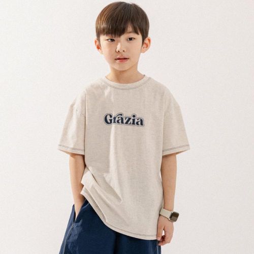 韓國 BUCKET LIST - 框線Grazia短袖上衣-燕麥