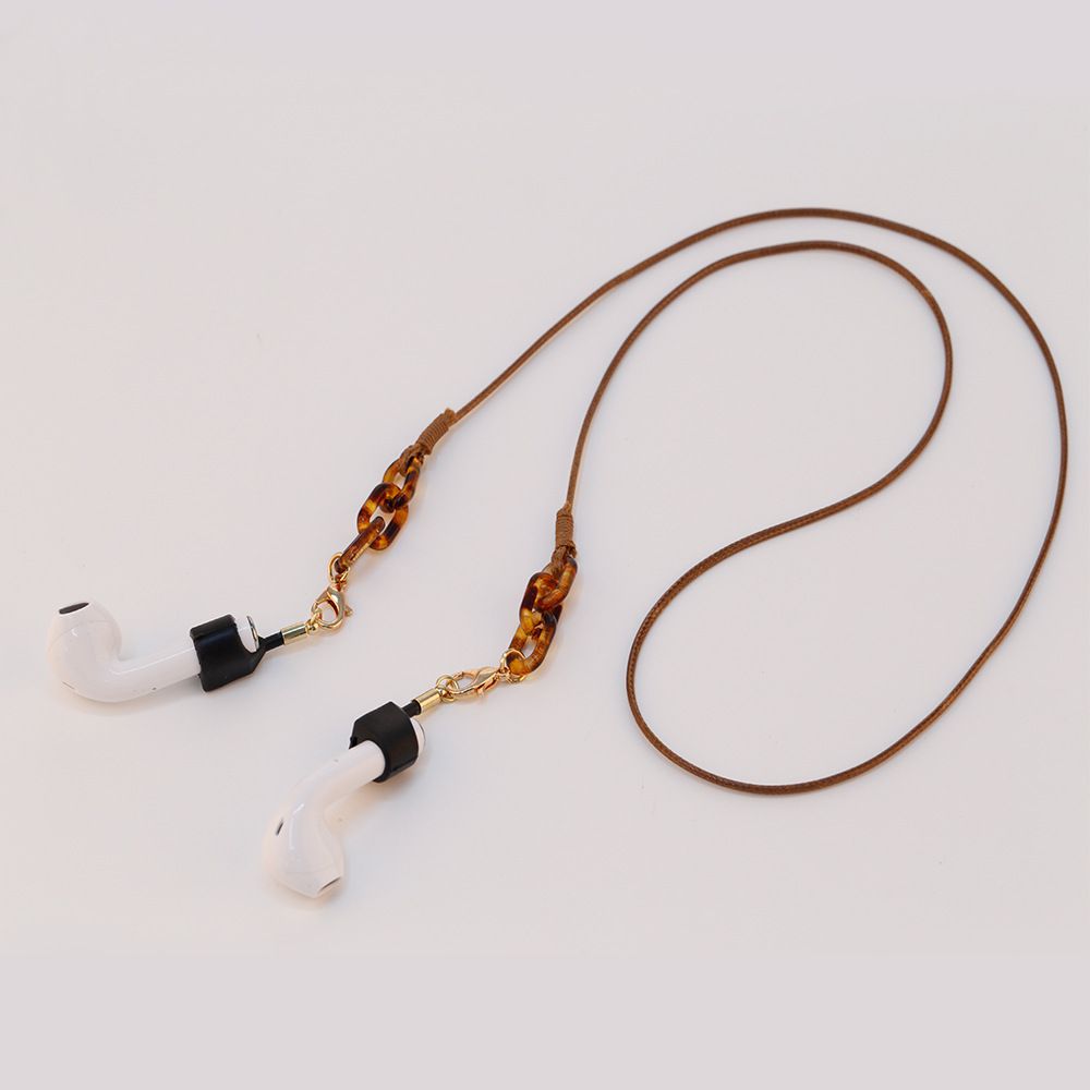 簡約U型釦口罩/眼鏡掛繩-咖啡色 (總長73.5cm)