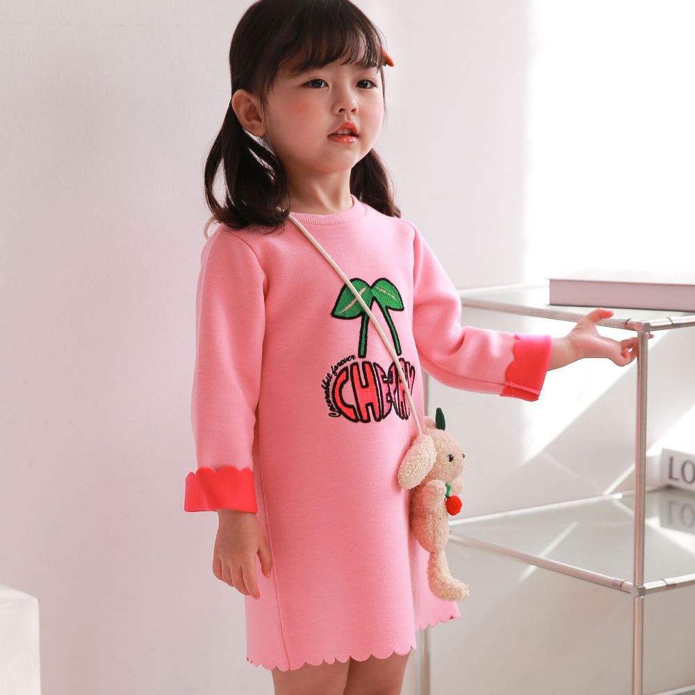 韓國 Coco rabbit - 兔子娃娃包包櫻桃洋裝-粉紅