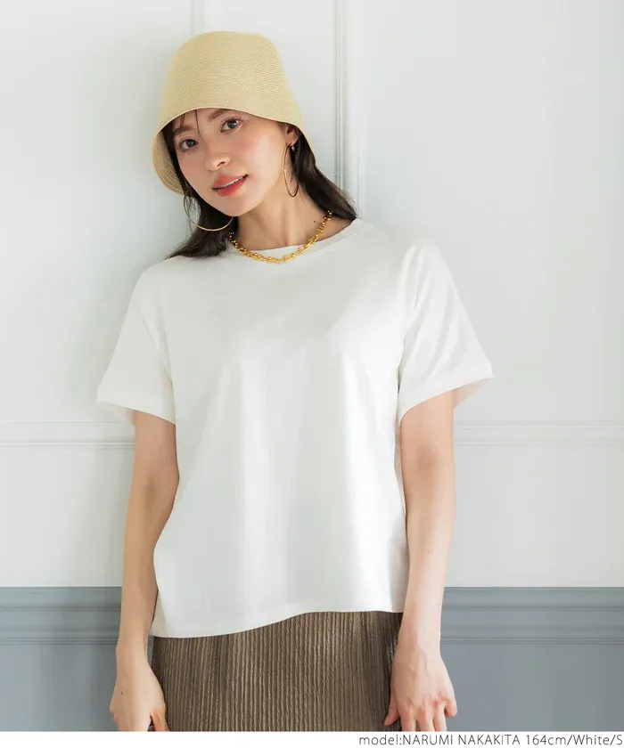 日本 COCA - 100%棉 顯瘦短袖素T-白