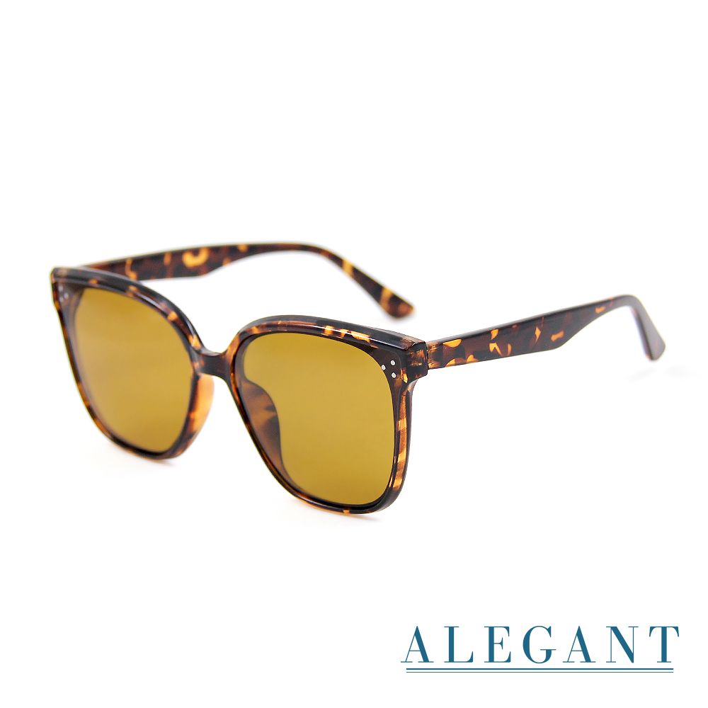 ALEGANT - 墨染棕輕奢時尚方框輕量TR90防眩光寶麗來偏光墨鏡│UV400太陽眼鏡