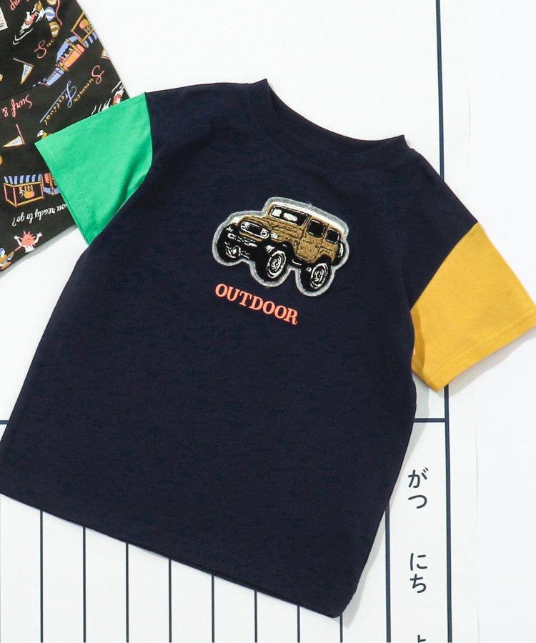 日本 BREEZE - 暑假來了立體印花短袖上衣-甲蟲-撞色袖黃